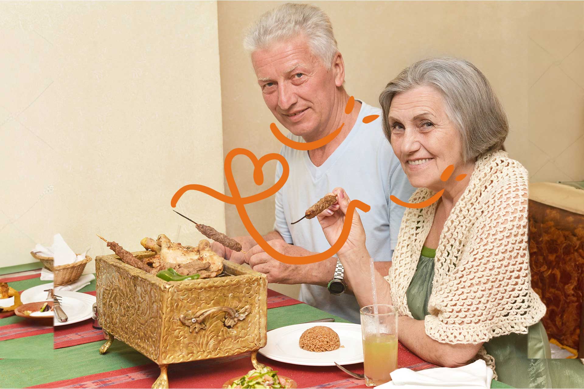 couple senior repas proteines