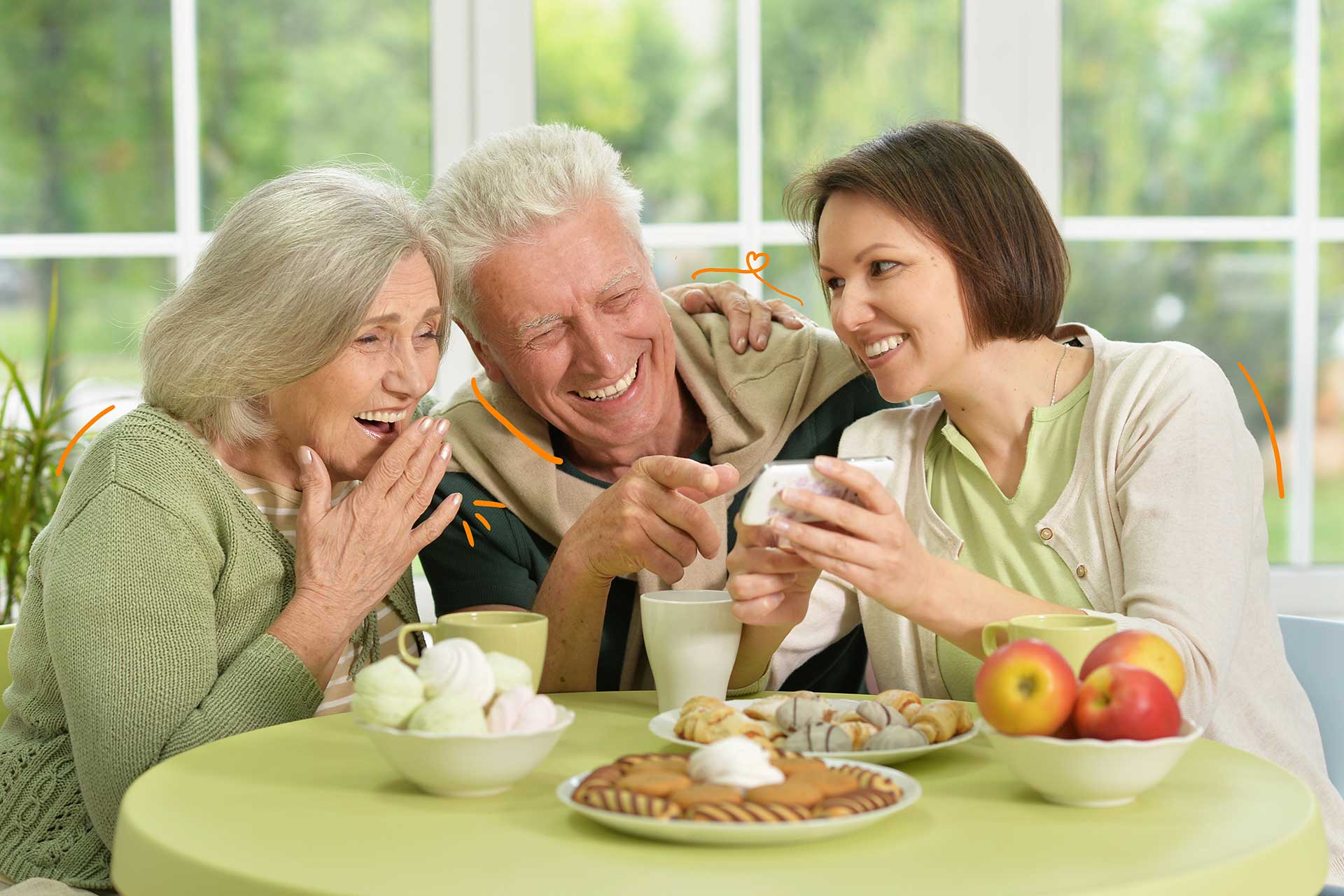 moment de partage et de rire en famille autour d'un gouter