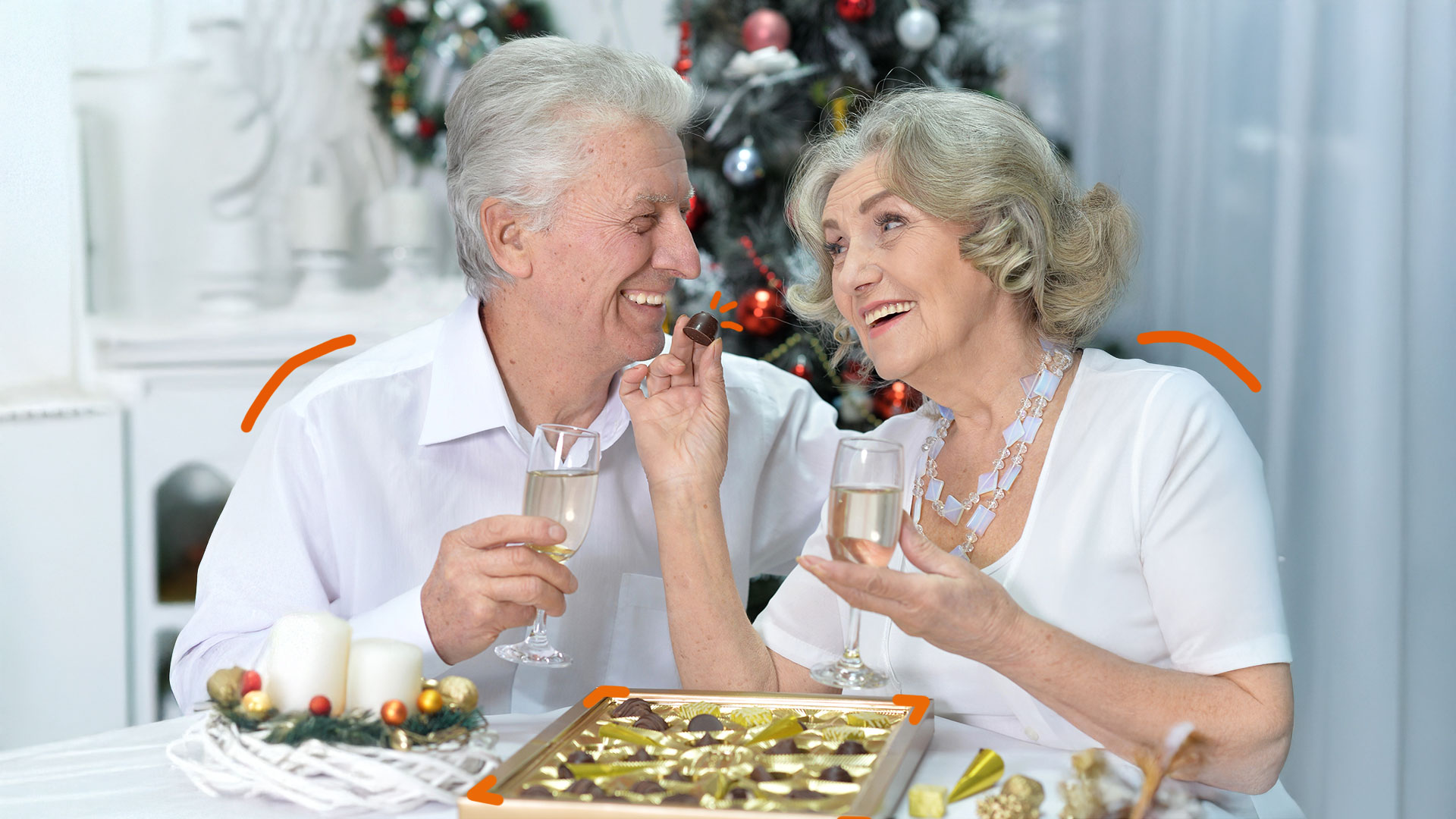 couple qui mange des chocolats à noël