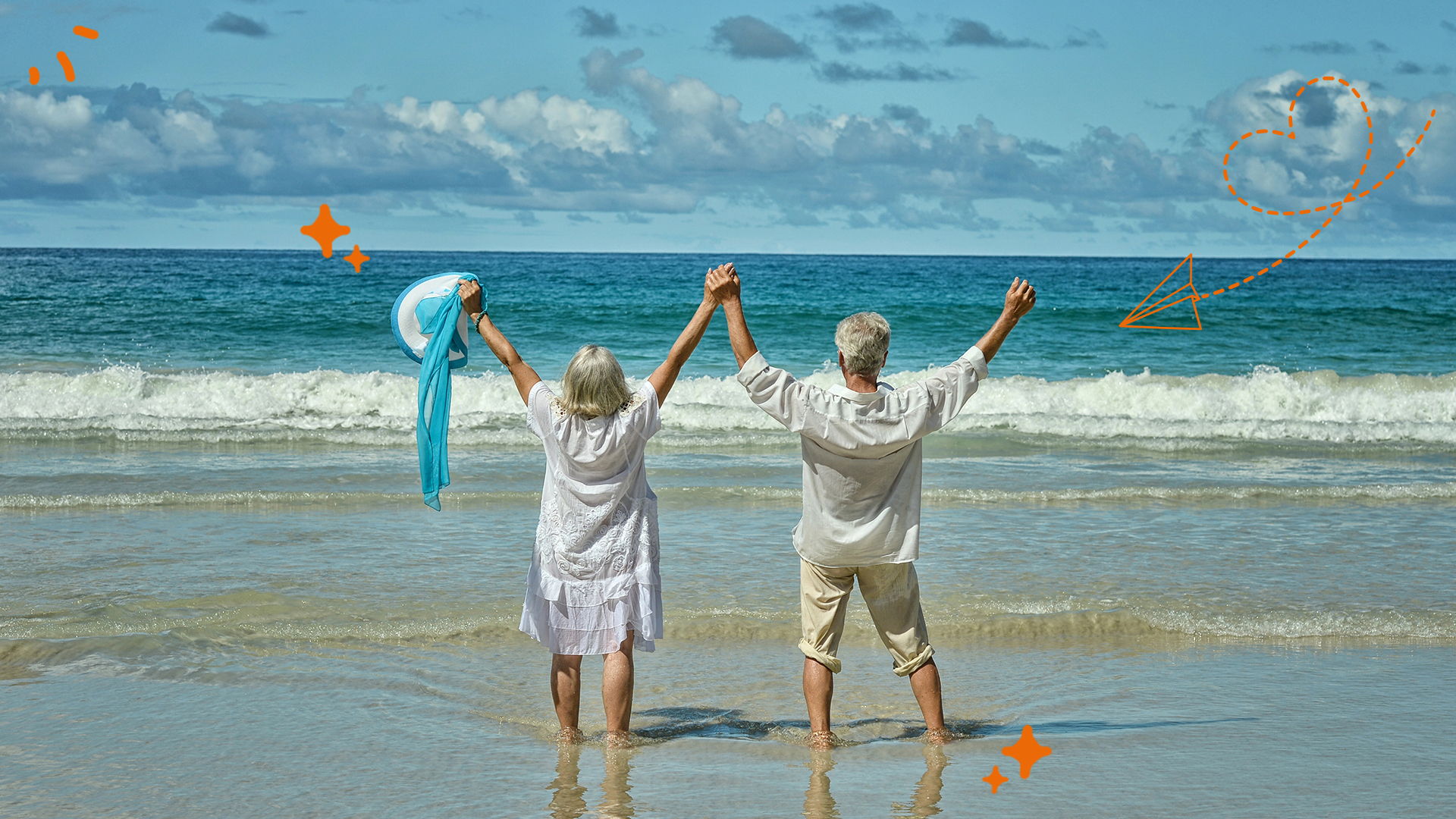 couple &acirc;g&eacute; sur une plage